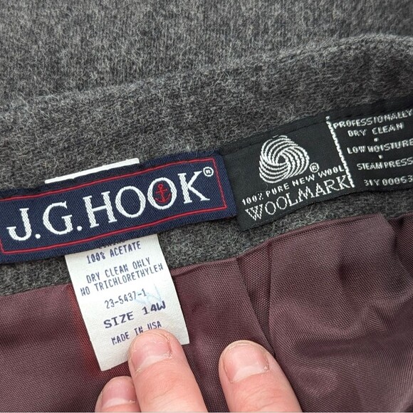 JG Hook Vintage Woolmark Gray Solid Wool Pencil Mini Skirt Size 14 - Picture 2 of 5